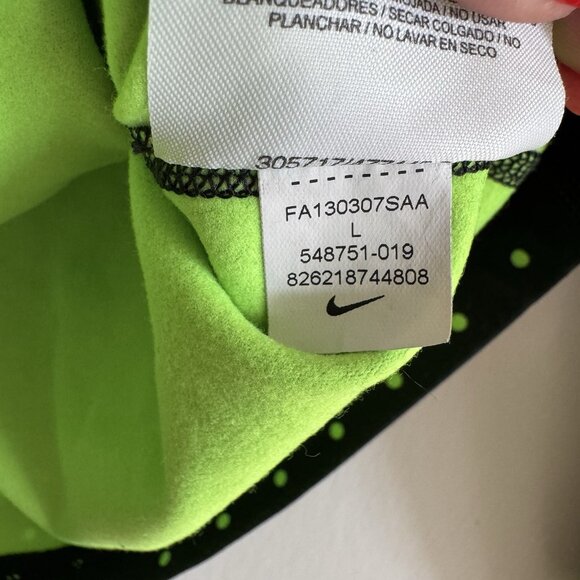 NIKE Pro Long Sleeve Womens L Half-Zip Top Black Neon Polka Dot Lightweight - Picture 5 of 7